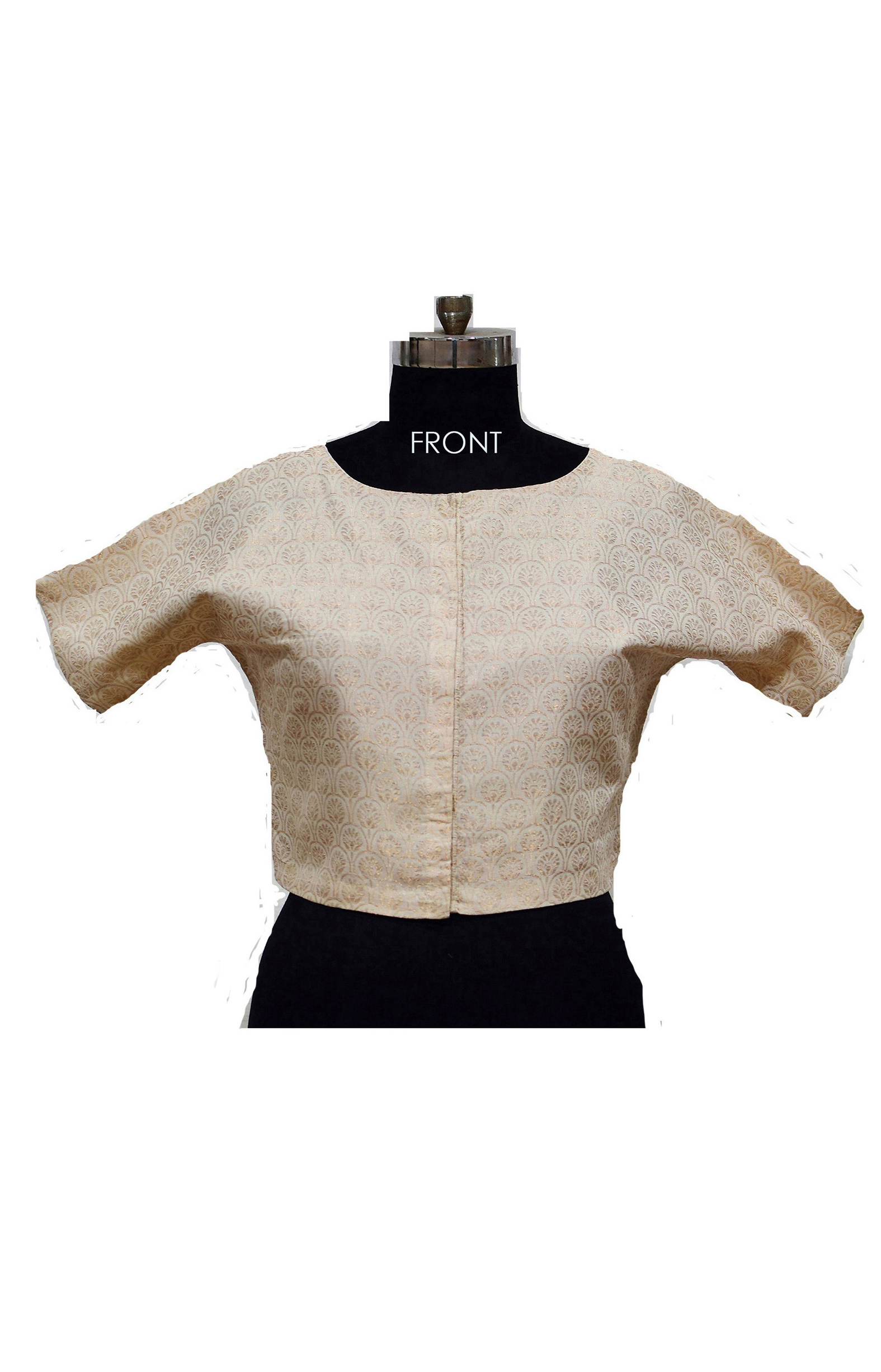 Off-White and Gold,Handloom Organic Cotton Blouse  (Size L / Size 12)